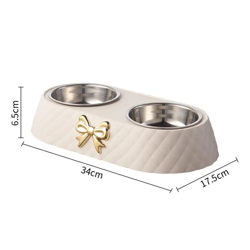 Luxury pet food bowl with bowtie